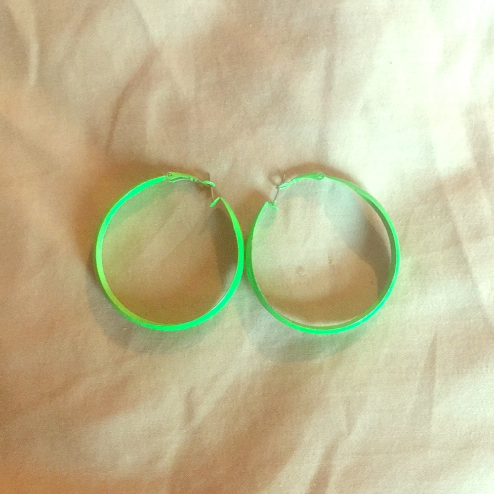 GREEN HOOP EARRINGS